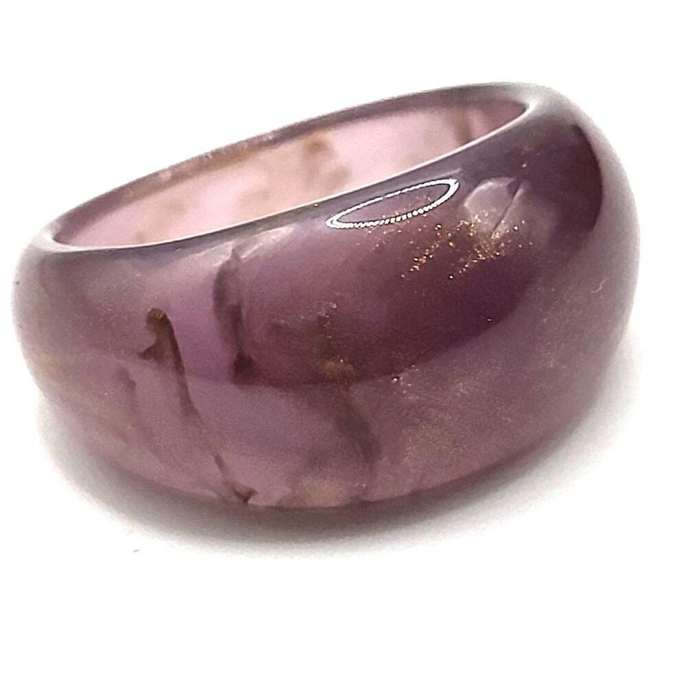 New Without Tags Purple Gold  Fleck Acrylic Ring Size 8.25